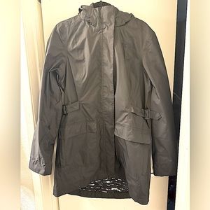 The North Face Rain Jacket, adjustable buckles, black, removable hood, medium.